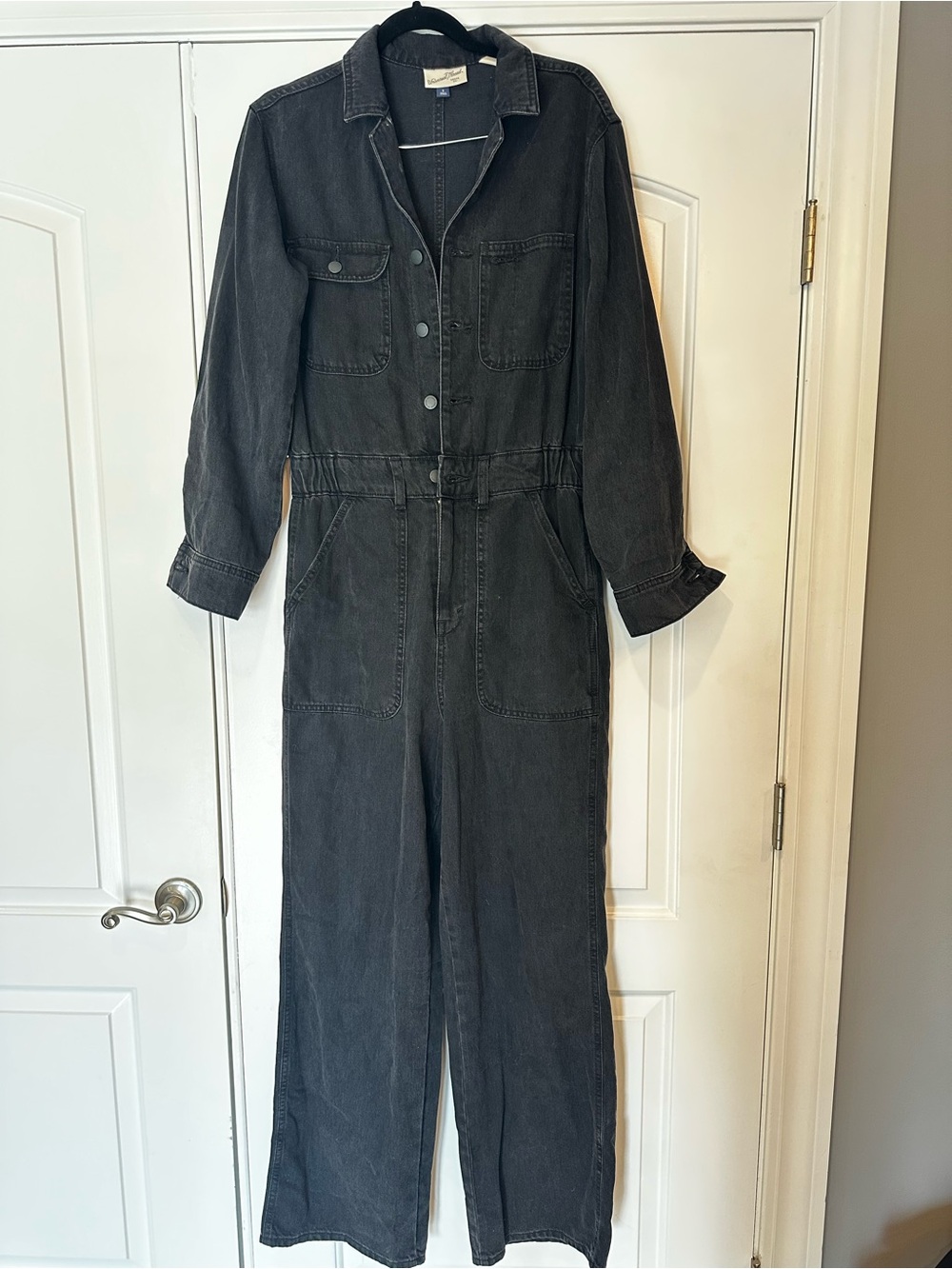 Universal Thread Black Washed Denim Utility Jumpsuit